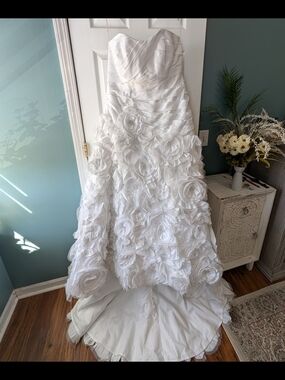 Galina Signature Strapless White Strapless Bridal Dress with Textured Bodice